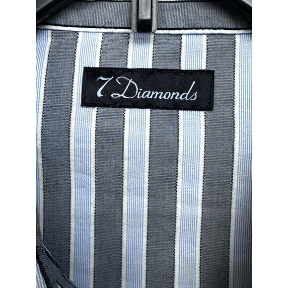 7 Diamonds Men’s Long Sleeve 2XL Shirt Gray White Button Up Eagle Accents - Picture 4 of 16